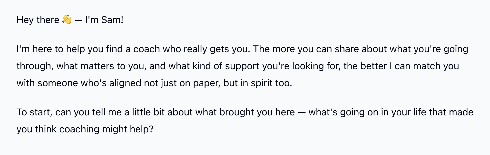 Tell Sam What You Need - screen 1